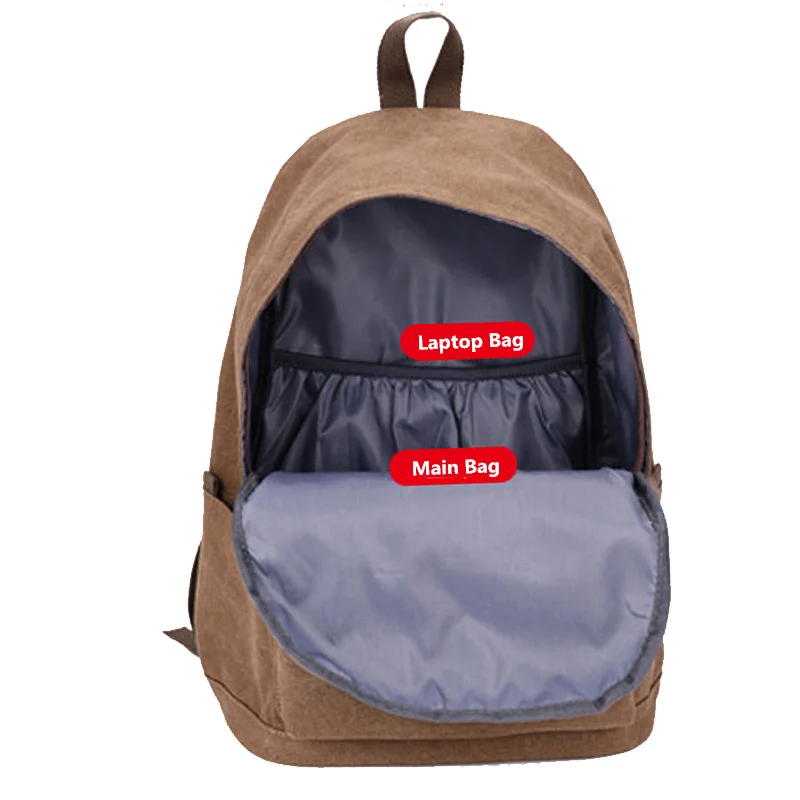 2018 Холстинный винтажный простый школьный рюкзак подростков Рюкзак для мужчин /