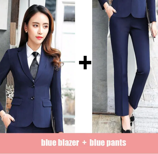 blazer and pants Новинка, Осенние блейзеры, брюки, костюм, Одноцветный, простой комплект из двух частей, OL Куртка+ брюки, тонкие женские блейзеры и жакеты размера плюс - Цвет: blazer and pants
