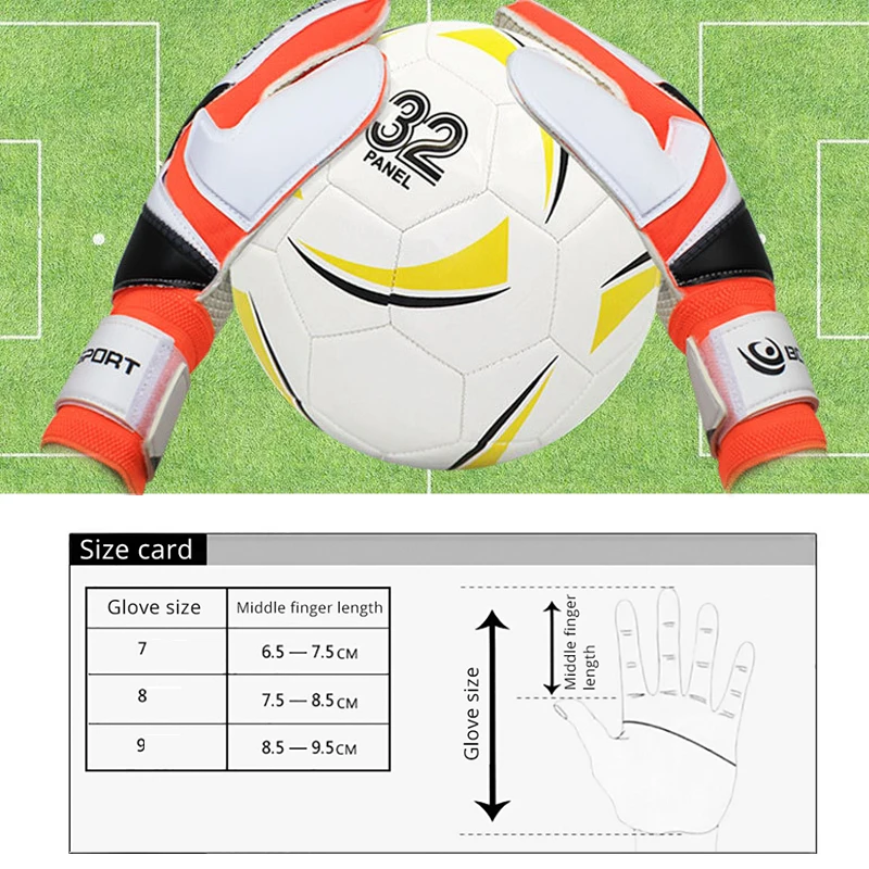 

Professional Teenager Men's Goalkeeper Anti-skid 5 Finger Protection Gloves Thickened Latex Soccer Football Goalie Goal Gloves