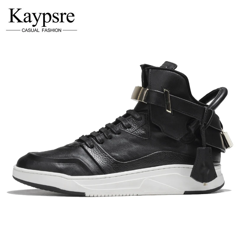 Kaypsre из коровьей кожи Модные высокое помогите Советом Обувь Металл Мужчины