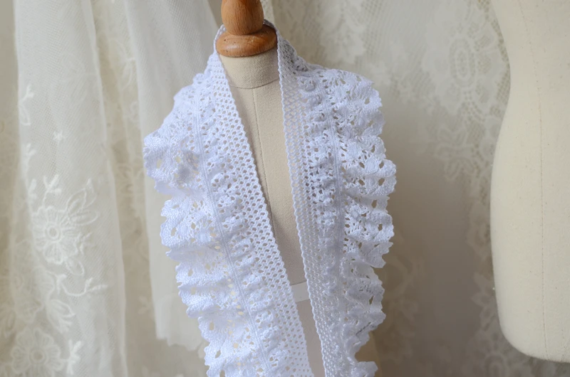 5 м/лот Высокое качество Черный Белый стрейч кружева 4 см широкий хлопок кружевной