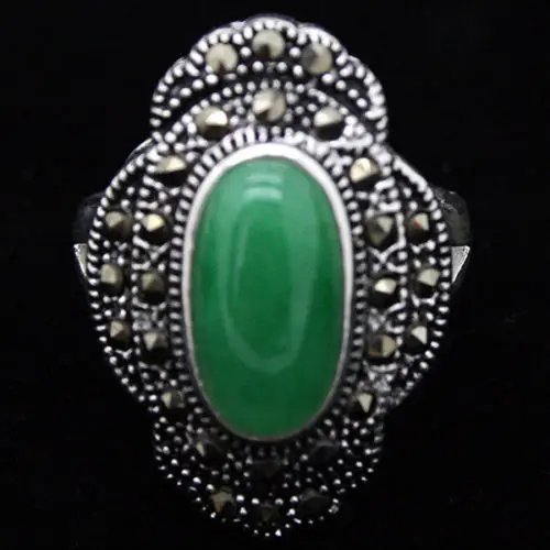 24*16 мм винтажный натуральный FREEN нефрит марказит 925 A Размер кольца 7/8/9/10|Кольца| |