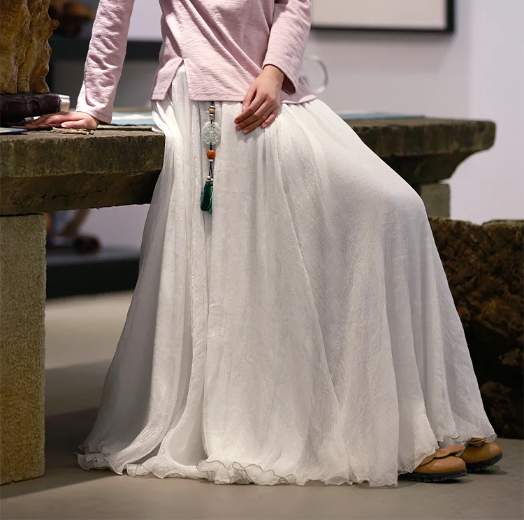 Женская трехслойная шифоновая юбка в стиле преппи длинная Плиссированная пол