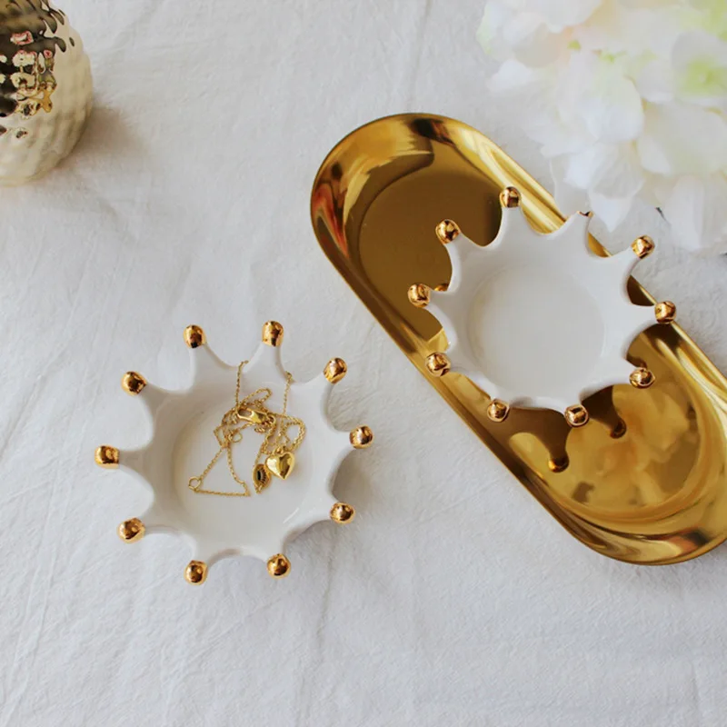 Керамическая декоративная корона в скандинавском стиле поднос для хранения