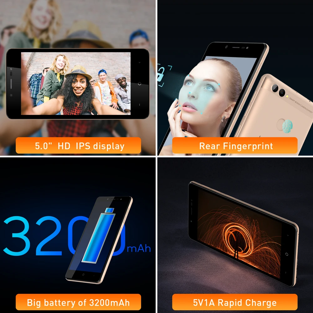 LEAGOO POWER 2 смартфон с функцией распознавания отпечатков пальцев 2 ГБ+ 16 Гб Двойная камера 3200 мАч Android 8,1 MT6580A четырехъядерный мобильный телефон 5," HD