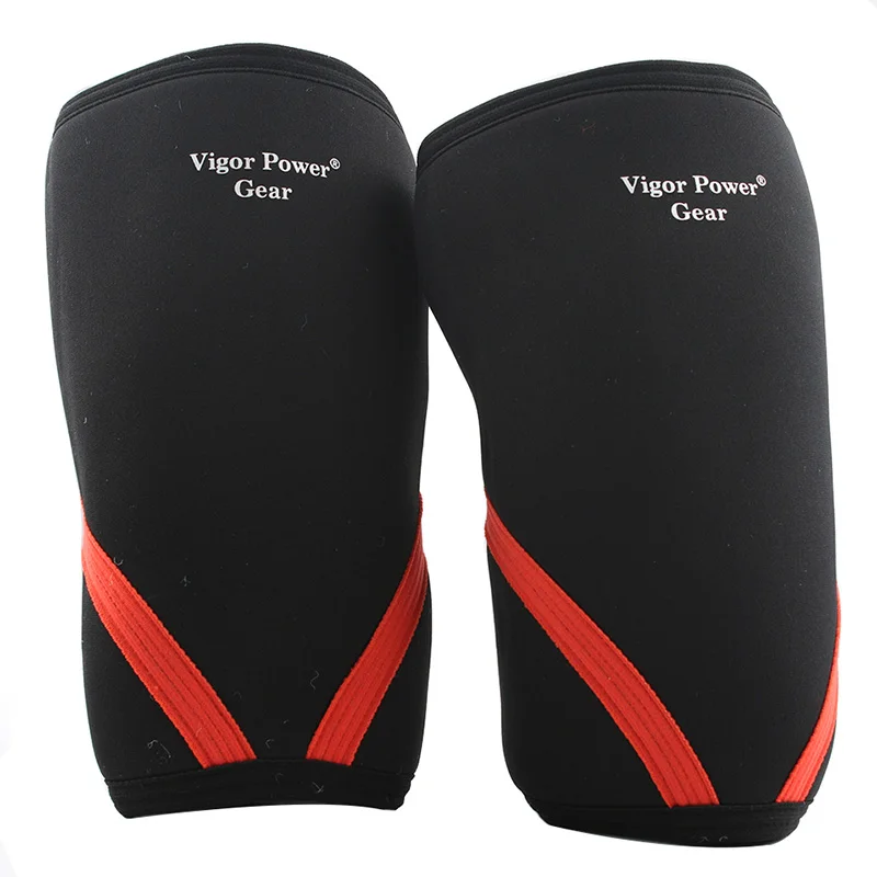 Красный Vigor power gear высокое качество Тяговая атлетика наколенники неопреновые наколенники Поддержка Силовых Видов Спорта для занятий тяжелой атлетикой - Цвет: Красный