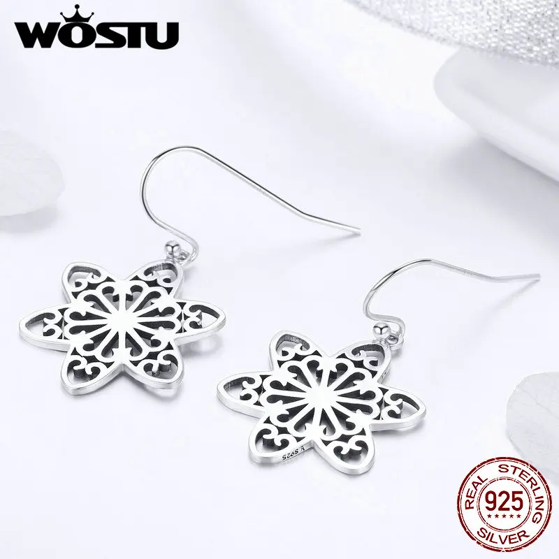 WOSTU/Лидер продаж серьги-капли из стерлингового серебра 925 пробы со снежинками для