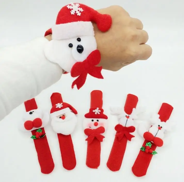 

Xmas Party Favors Santa Claus Slap Bracelet Christmas Reindeer Wrist Band Bangle festive grand event kids adults Gift red