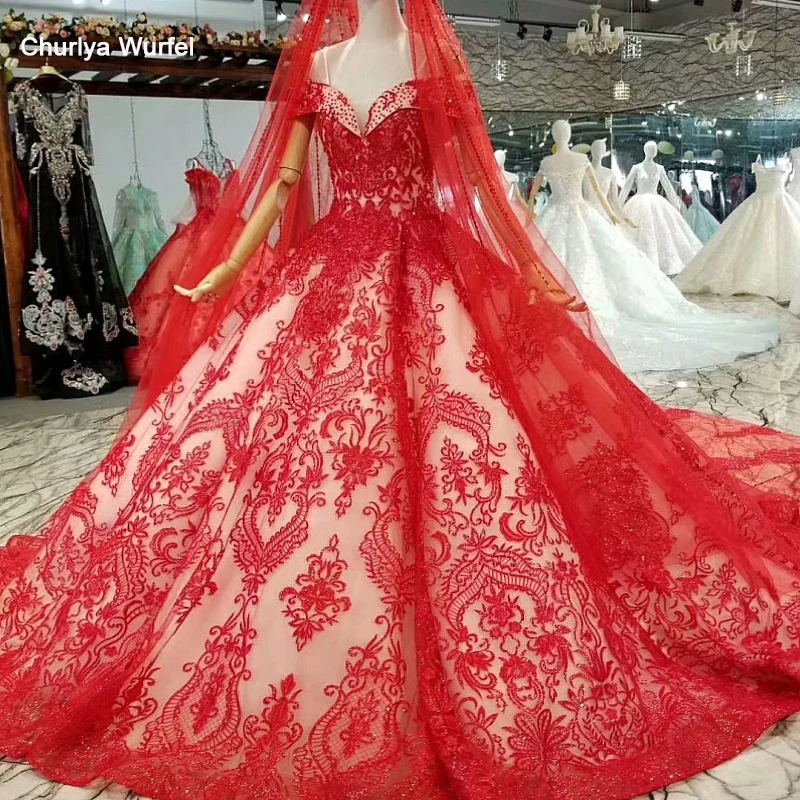LS244441 красное винтажное свадебное платье невесты с открытыми плечами милое