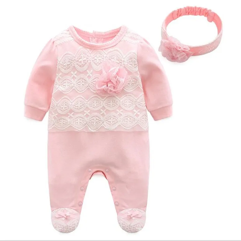 Ali758P LILIGIRL/Новинка г.; комбинезоны с цветочным рисунком для маленьких девочек+ повязка на голову; комплекты одежды для новорожденных; хлопковая одежда принцессы - Цвет: Ali758P