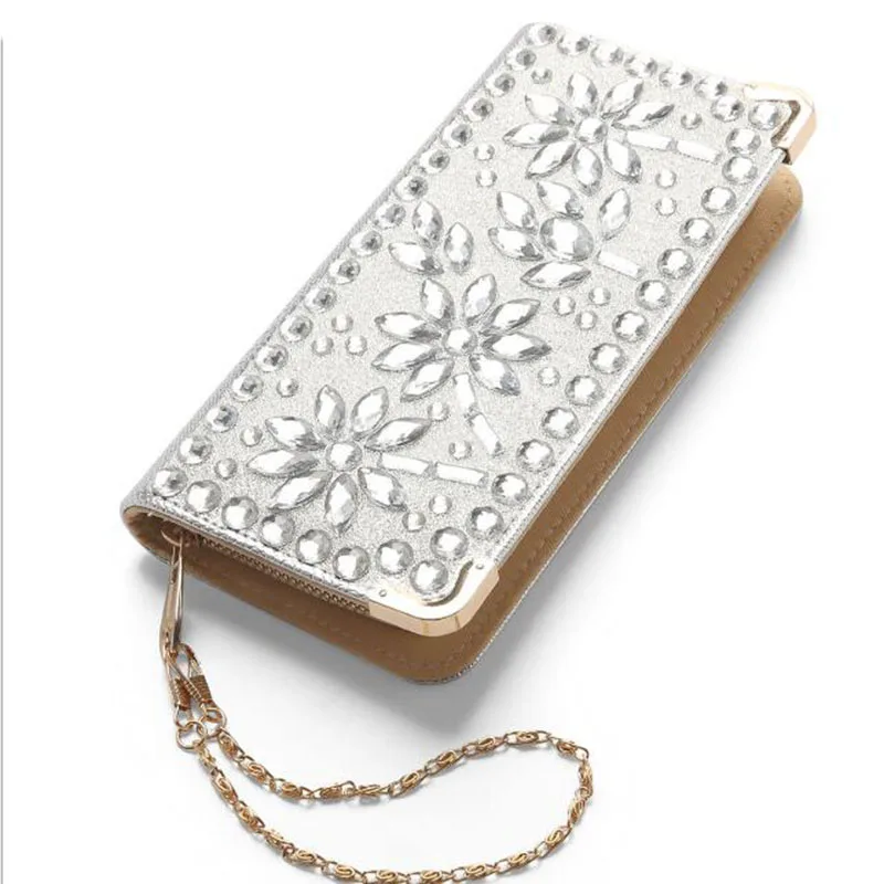 sliver women wallet Летящие птицы Для женщин кошельки со стразами кошелек из лакированной кожи высококачественные бренды вечерние кошелек женский карты сумка леди доллар цена - Цвет: sliver women wallet