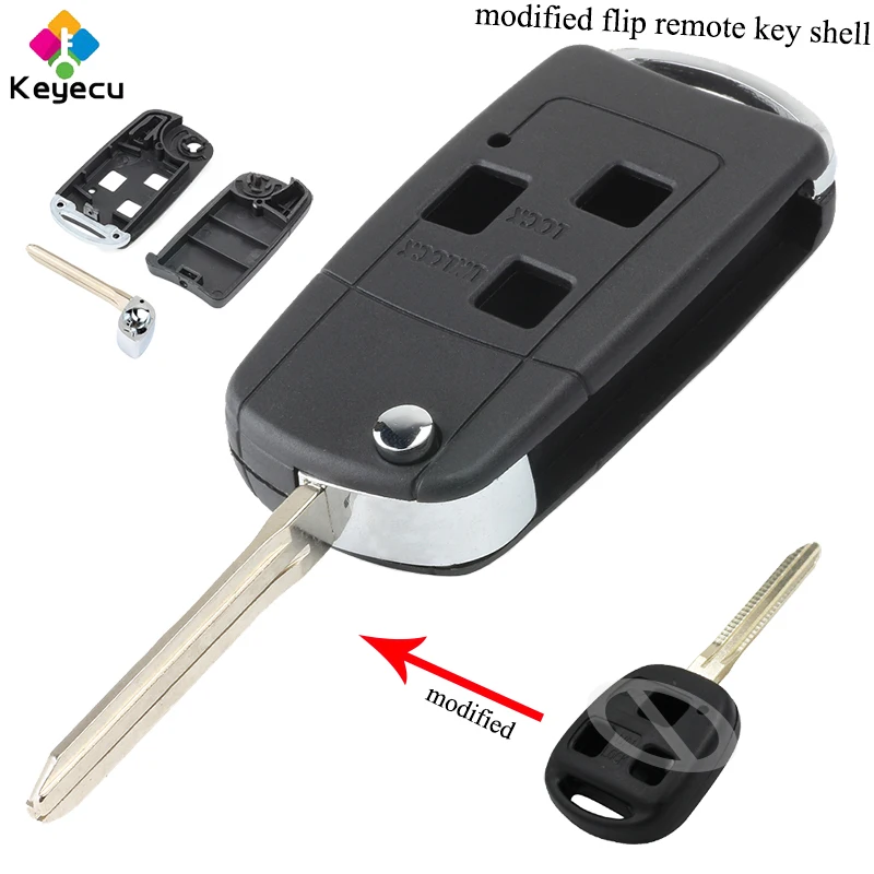 KEYECU Замена модифицированный Флип дистанционный Автомобильный ключ оболочки с 3