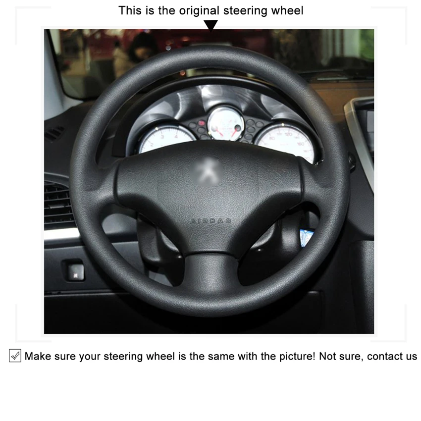 Чехол MEWANT из черной натуральной кожи для Peugeot 206 2007 2009 207 Citroen C2|car steering wheel cover|steering