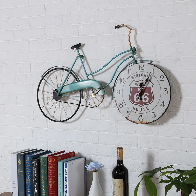 Большие креативные настенные часы с велосипедом винтажные аксессуары для