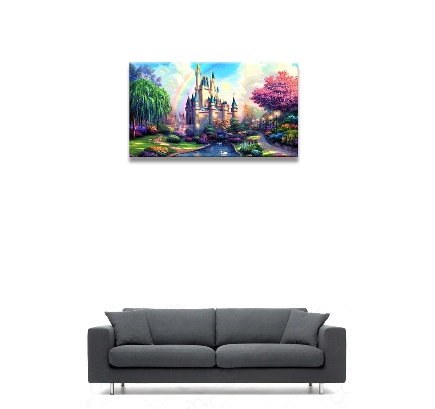 Алмазная живопись полноразмерная/круглая картина из страз замок иллюзия пейзаж