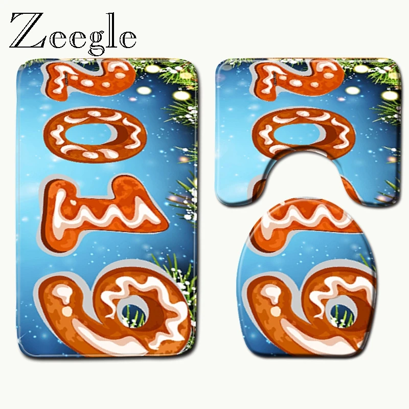 

Zeegle 3 шт./компл. коврик для ванной комнаты, водопоглощающий нескользящий коврик с подставкой, крышка для унитаза, коврик для ванной, коврик с ...