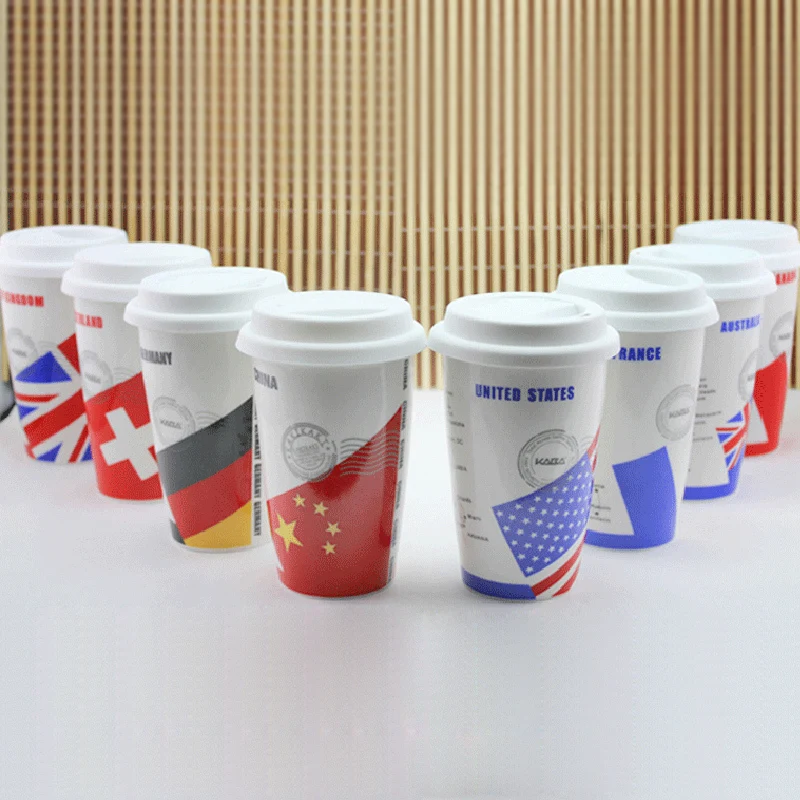 Двухслойные классические керамические кофейные кружки с флагом страны кружка 12