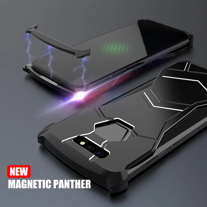 R-Just Роскошный чехол для телефона с пантерой для Xiaomi 9/Черная Акула алюминиевый бампер Магнитный защитный чехол для Xiaomi Black Shark Helo