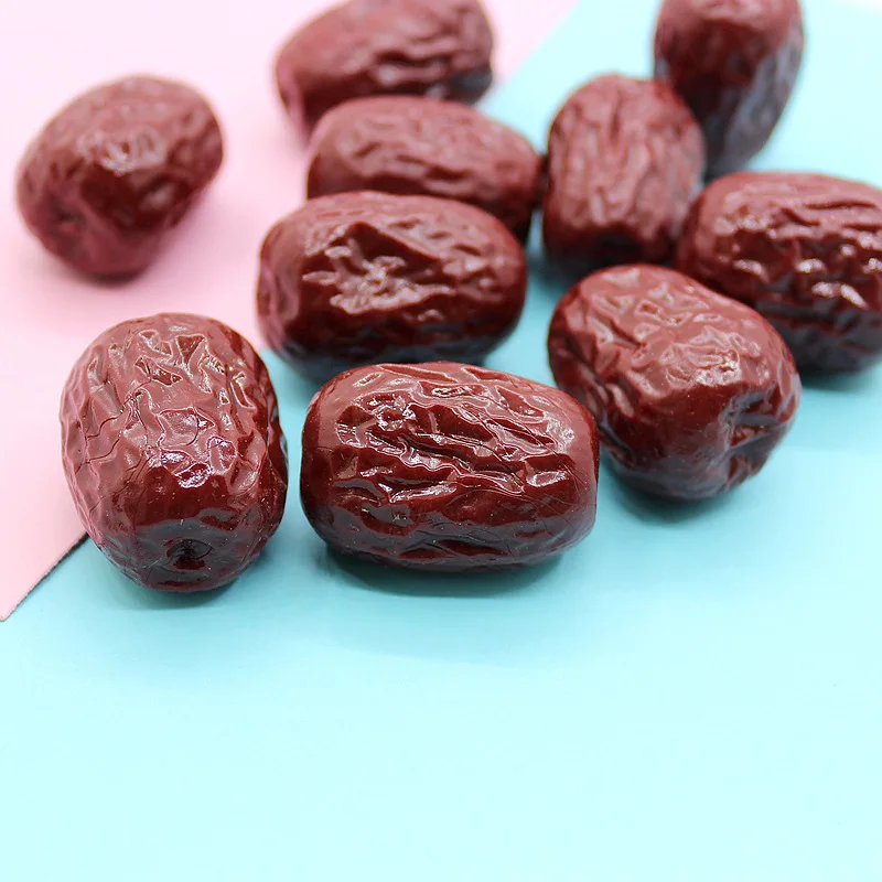 

5Pcs Resin Miniature Jujube Artificial Fake Food Play DollHouse Toy Decorative Craft Kawaii DIY Embellishment Prop Accessories