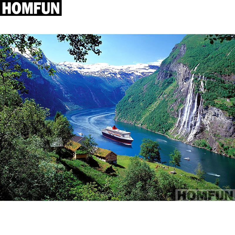 Картина HOMFUN с алмазной вышивкой весенний пейзаж алмазная живопись полный