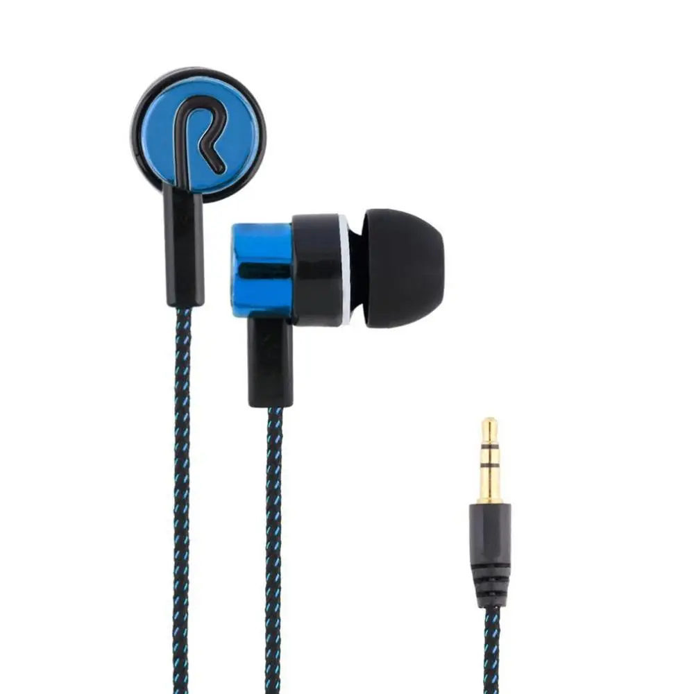 blue Наушники с оплеткой, супер бас, музыкальные наушники, Hi-Fi стерео наушники, шумоизолирующие спортивные наушники с микрофоном - Цвет: blue