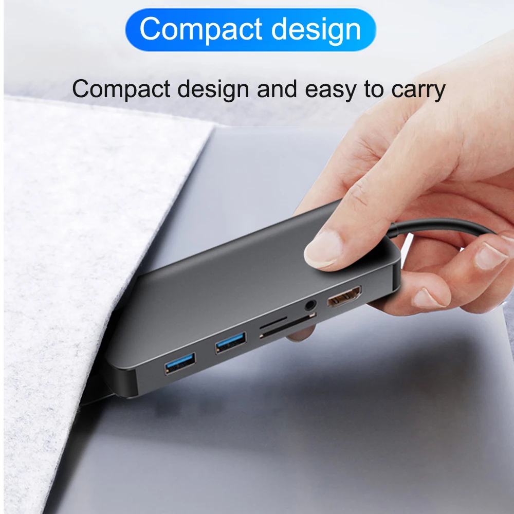8 in 1 USB 3.1 Type C HUB to 4K HDMI 3.5mm Audio RJ45 Gigabit Ethernet Adapter with PD Charging SD TF Card Reader | Компьютеры и офис