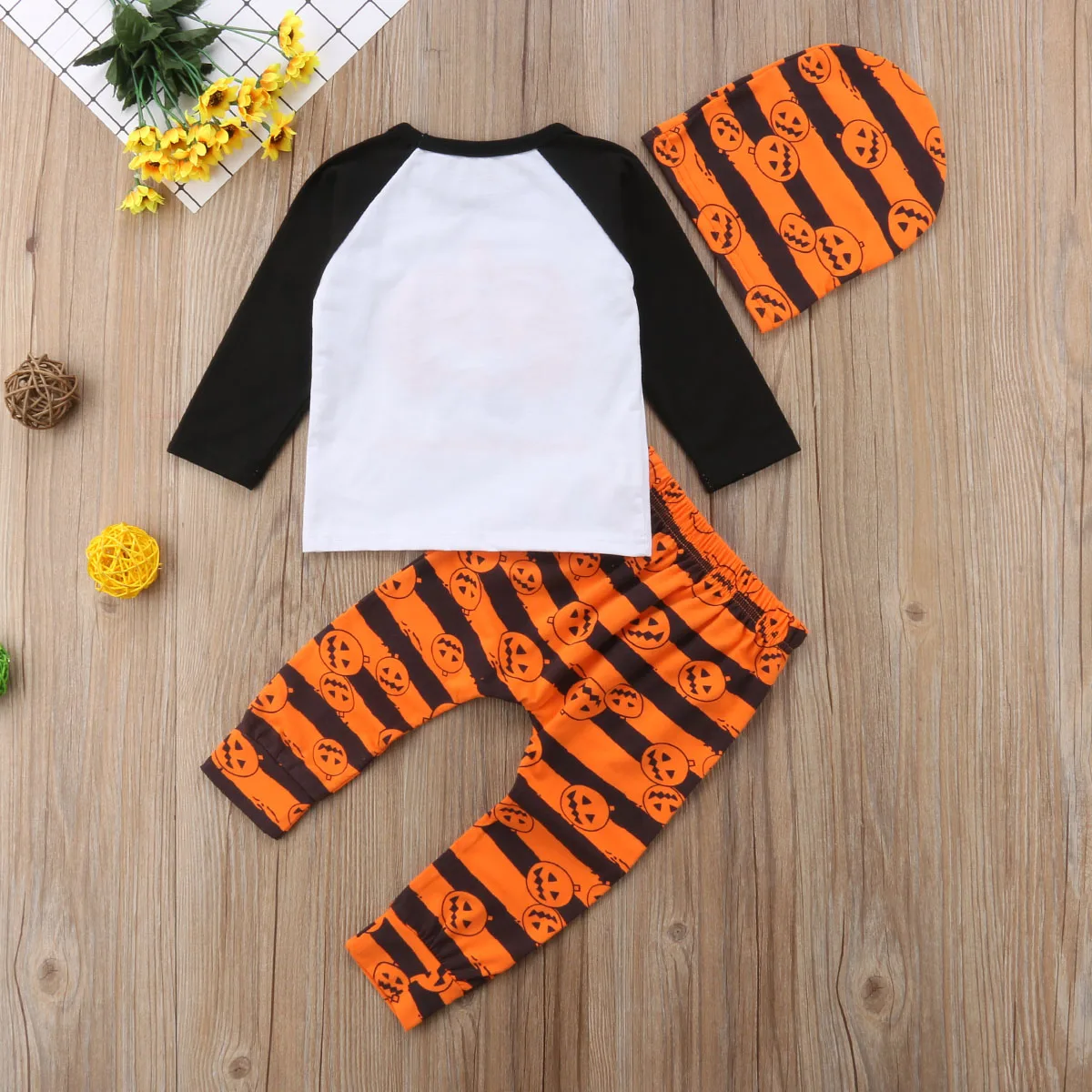 2018 Infant Baby Boy Girls Pumpkin Halloween Costume Clothes T Shirt Striped Pants Leggings Autumn Set Outfit | Детская одежда и