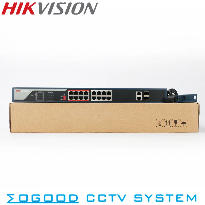 Оригинальный коммутатор Hikvision 16 портов PoE 10/100 Мбит/с 2 порта 1000 для канального