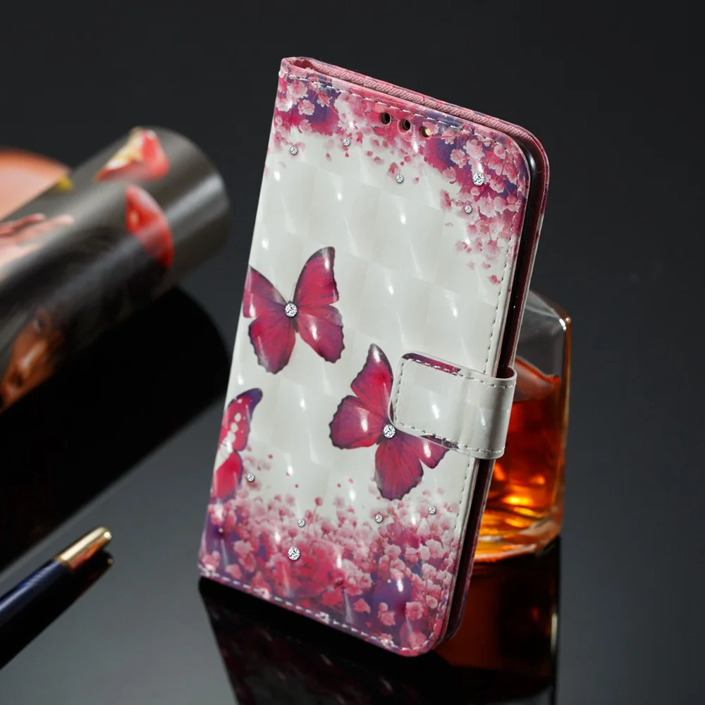 3D Bling Камень кожаные чехлы для samsung Galaxy A8 2018 флип чехол бумажник плюс телефон