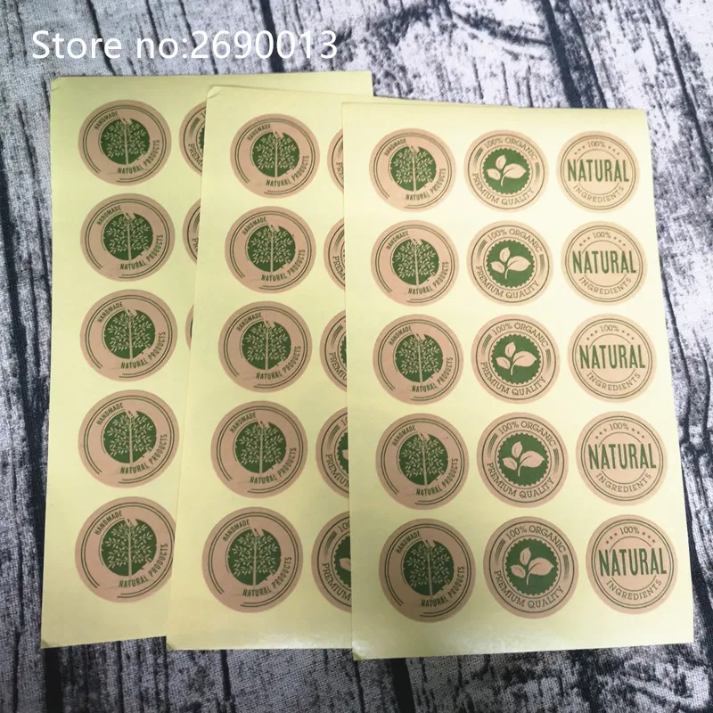100pcslot Round Kraft Paper Seal Sticker NATURAL Stickers packaging label Material Supplies 35CM