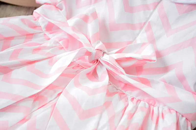 Kids Girls Stripes Bow Dress Summer Candy Pink Blue Color Cute Children Fashion Ruffles Party | Детская одежда и обувь