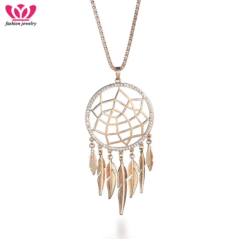 

Big Pendant Necklace Rose Gold Color Environmentally friendly Dream Catcher Necklace For Women Birthday Best Gifts Drop Shipping