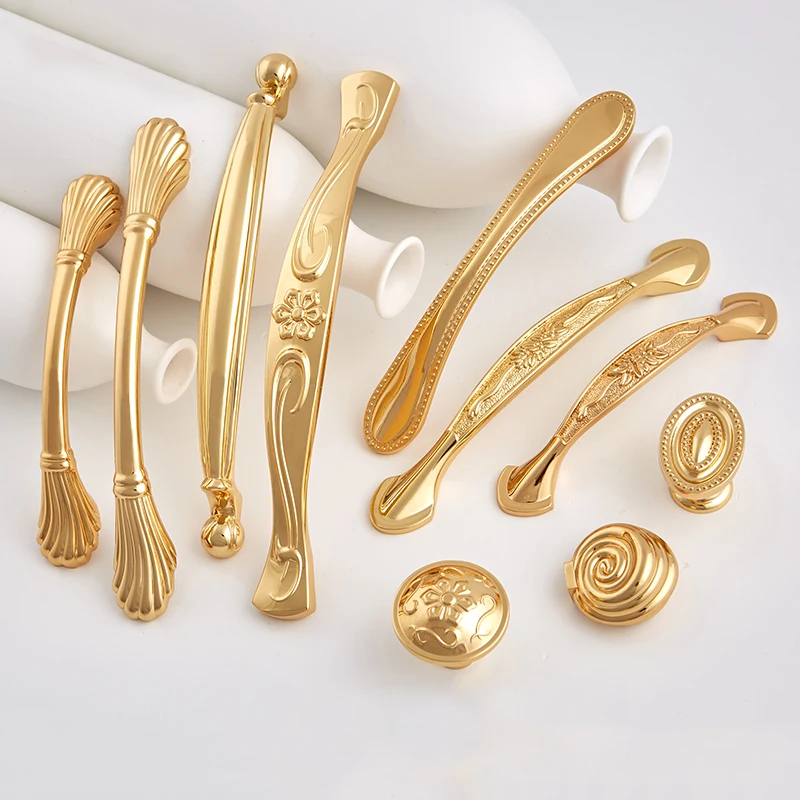 

Luxury Gold 2PCS European Kitchen Cabinet Door Handles Cupboard Wardrobe Dresser Drawer Wine Cabinet Pulls Handles and Knobs