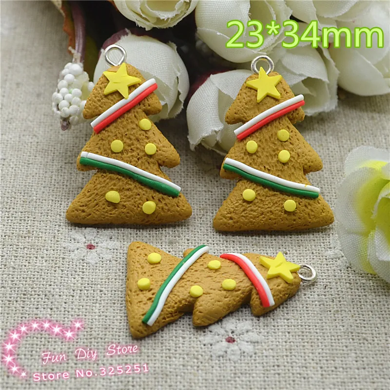 

polymer clay Christmas tree with ring pendant charm 23*34mm 30pcs/lot