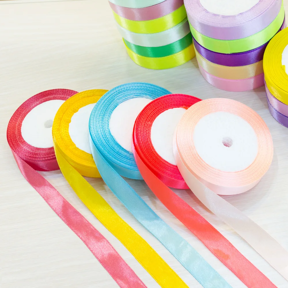 

10mm 25 Yards Beautiful Silk Satin Ribbon 22 M Wedding Invitation Card Party Decoration Wrap Scrapbooking Supplies Riband