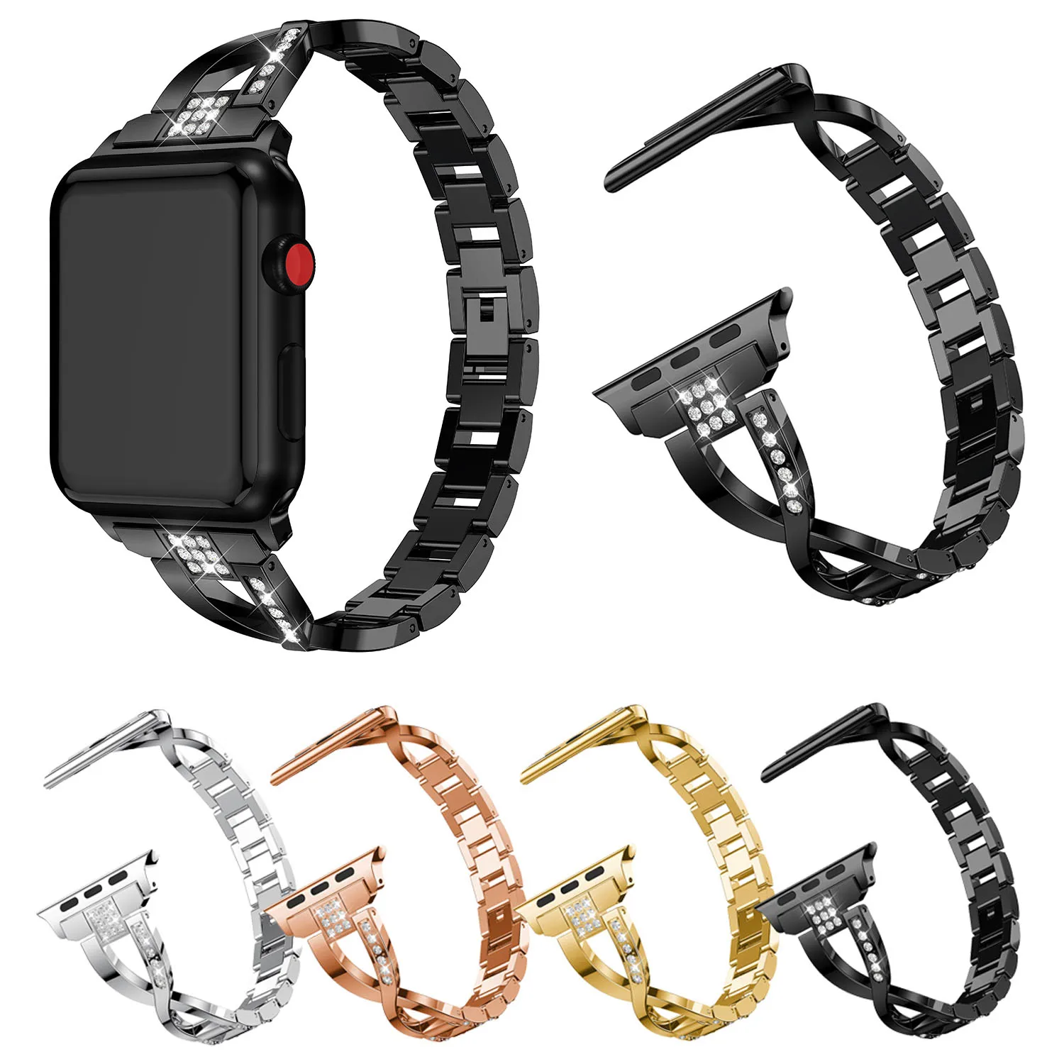 Тонкий Нержавеющая сталь ремешок для Apple Watch 38 мм 42 группа Роскошные ювелирные