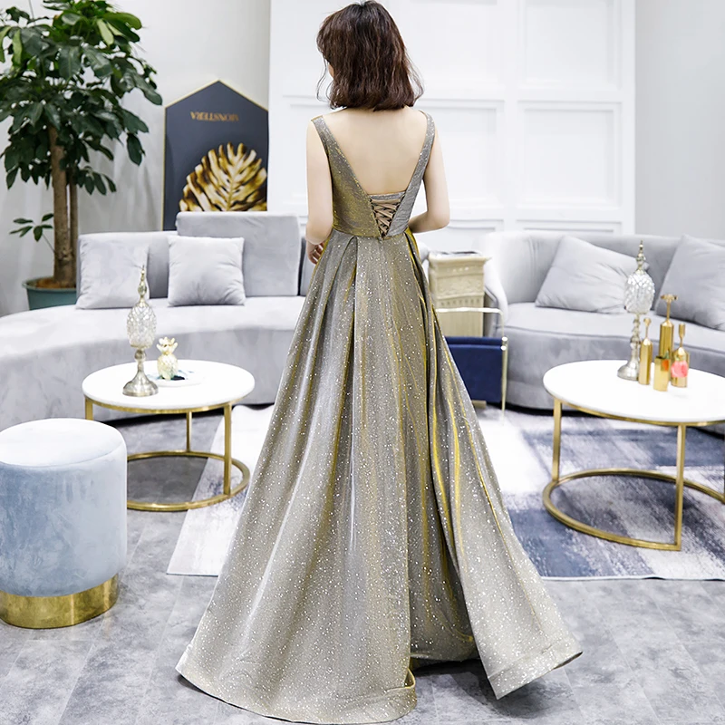 SSYfashion/элегантные длинные вечерние платья с v-образным вырезом шнуровкой сзади