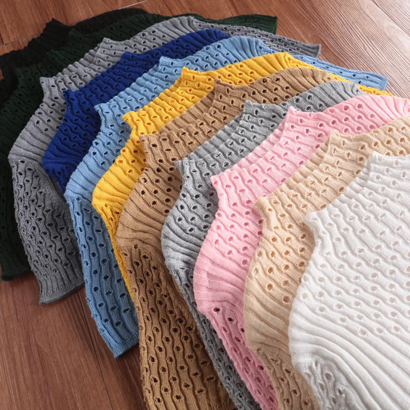 Фото Женский Однотонный свитер большого размера JECH кашемировый шерстяной пуловер с