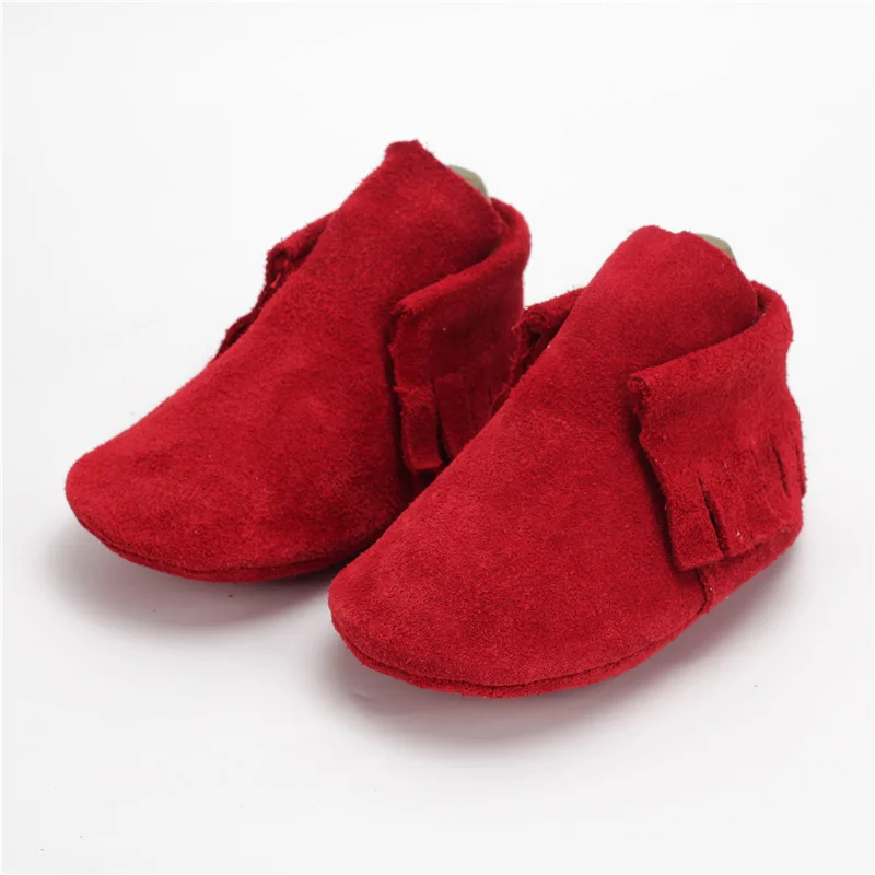 Замшевые детские мокасины из коровьей кожи с мягкой подошвой Обувь для маленьких