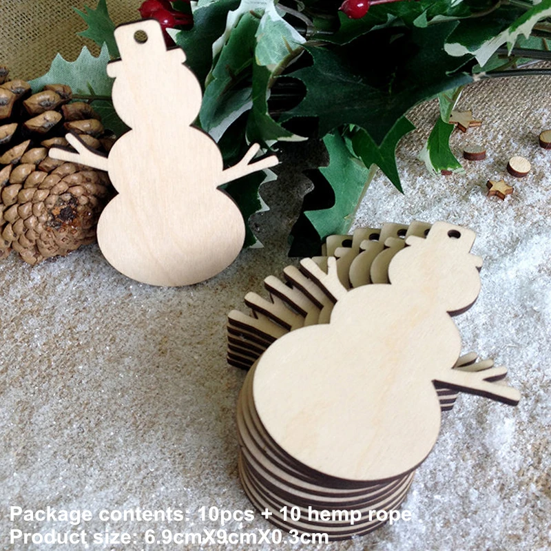 258-10pcs 10 шт. деревянный Рождественский Декор для дома Рождественский Рождественский орнамент Navidad счастливый год Декор, Q - Цвет: 258-10pcs