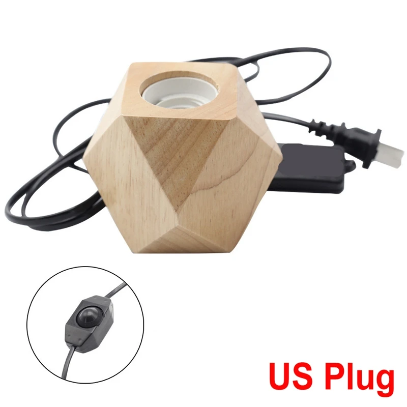 US Plug 110-240V Настольная лампа E27 деревянная настольная лампа Алмазная прикроватная лампа для дома/спальни/гостиной Декор США вилка деревянная основа(без лампы - Цвет корпуса: US Plug 110-240V