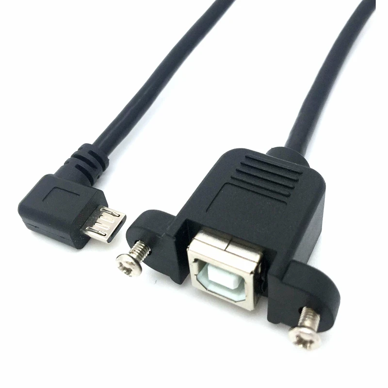 90 градусов левый Угловой Micro USB штекер к USB2.0 B Женский Кабель для принтера с
