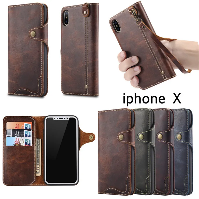 Высококачественный воловья кожа чехол для iPhone 6 X XR XS максимальный кожаный s 7 8 plus с