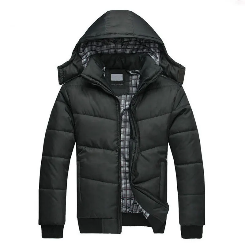 

New Solid Hooded Men's Winter Jackets Casual Parkas Men Coats Thick Thermal Shiny Coats Slim Fit Brand Clothing Big Size 4XL