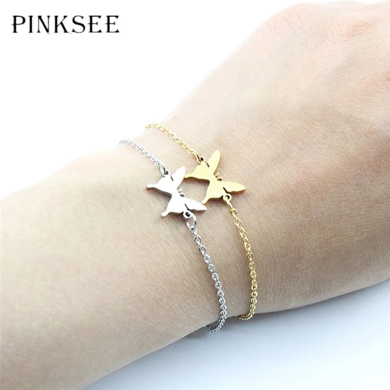 PINKSEE Мода DIY Нержавеющая сталь микро декор покрытие Бабочка дамы браслет для Для