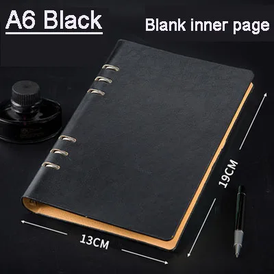 A6 Black Записная книжка в форме листа A6A5B5A4 чистая белая бумага простой бизнес-блокнот Пользовательский логотип искусственная кожа надпись подарок - Цвет: A6 Black