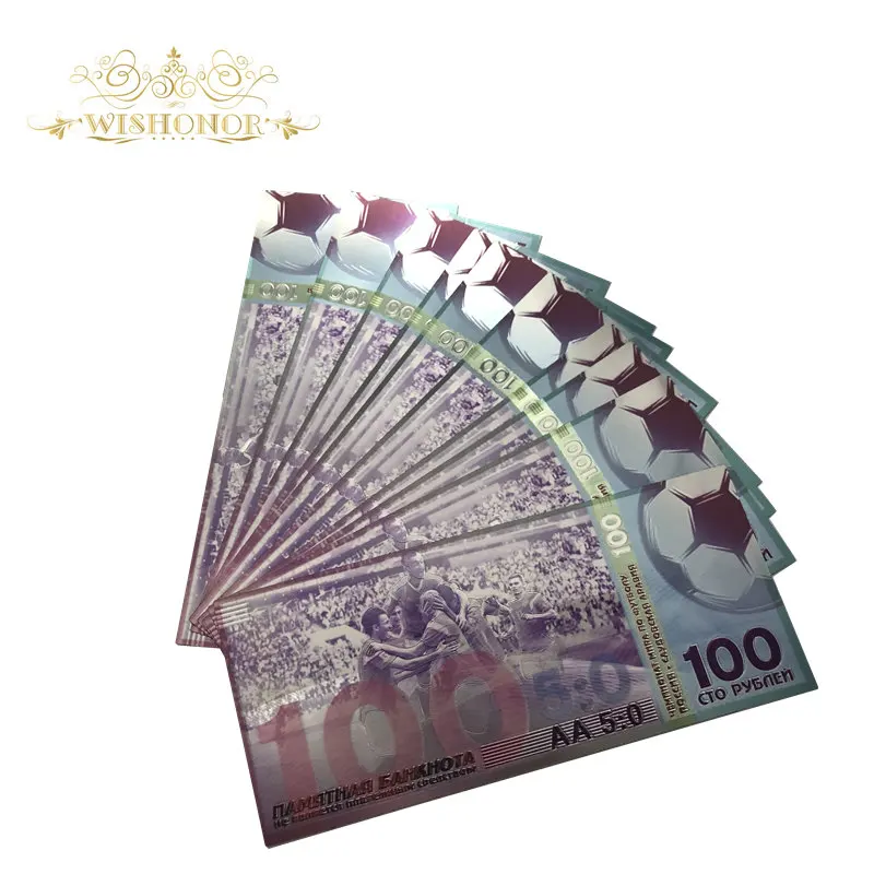 10 шт./лот Лидер продаж серебряные банкноты 2018 Россия Кубок мира 100 рублей золотые