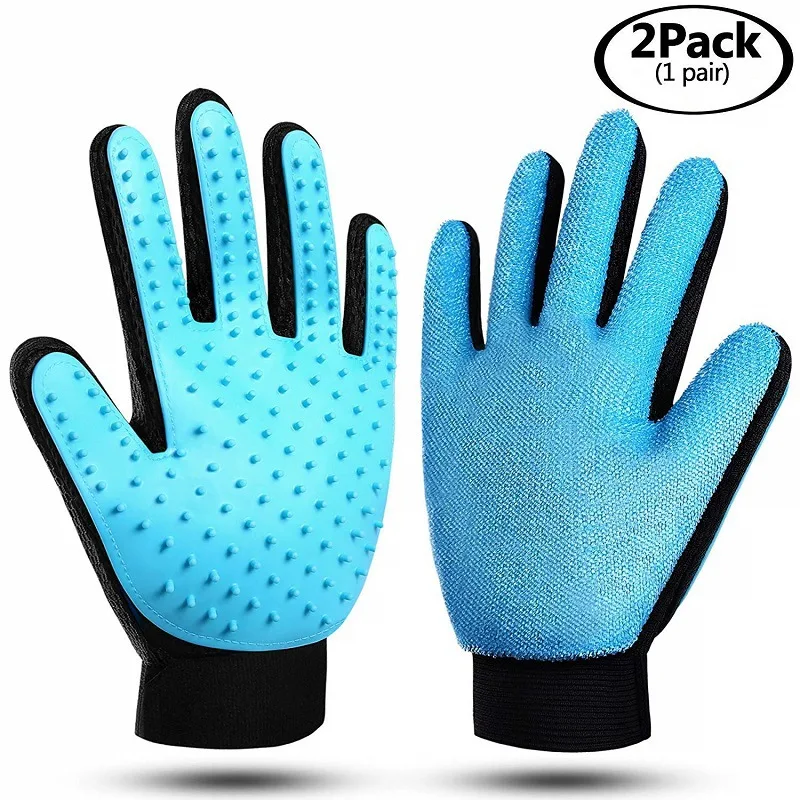 

Pet gloves Silica gel double-sided hair removal clean massage pet products dog gloves dog grooming deshedding brush