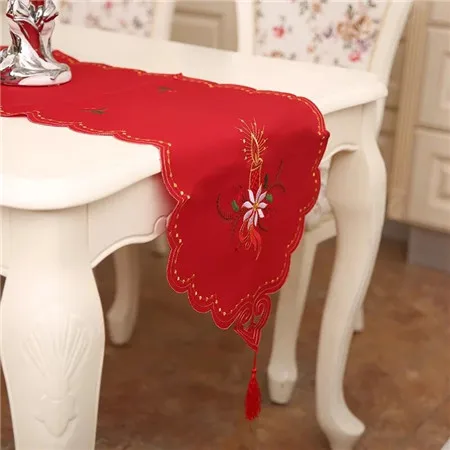 style 3 XYZLS 40x170 см Рождество вышитая настольная дорожка коврик скатерть Рождественский флажок дома вечерние Декор Красные ковровые дорожки на стол, 1 шт - Цвет: style 3