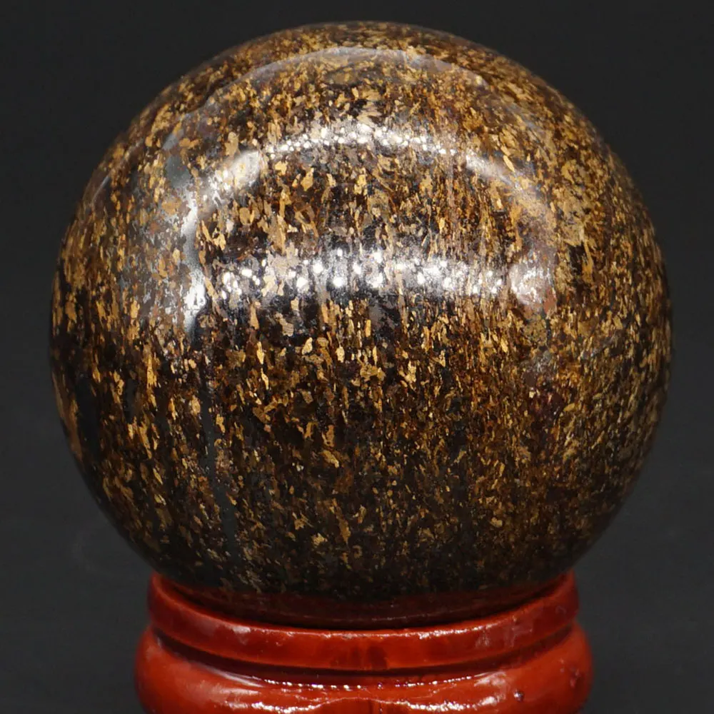 Natural Gemstone 40MM Bronzoite Sphere Crystal Ball Chakra Healing Reiki Carving Crafts With Stand